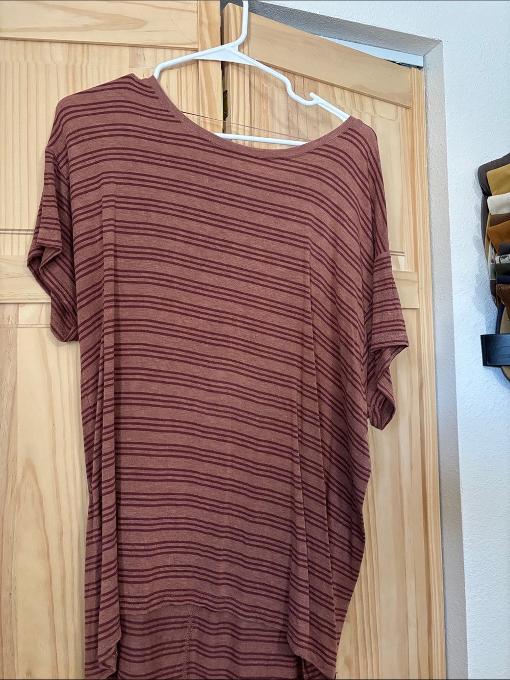Prana Striped Short-Sleeve Dolman Tee - Rust Brown